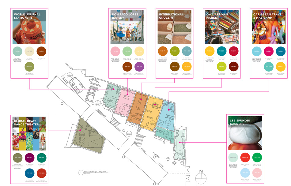 World Brooklyn colorscheme mapped out on exhibition space floorplan