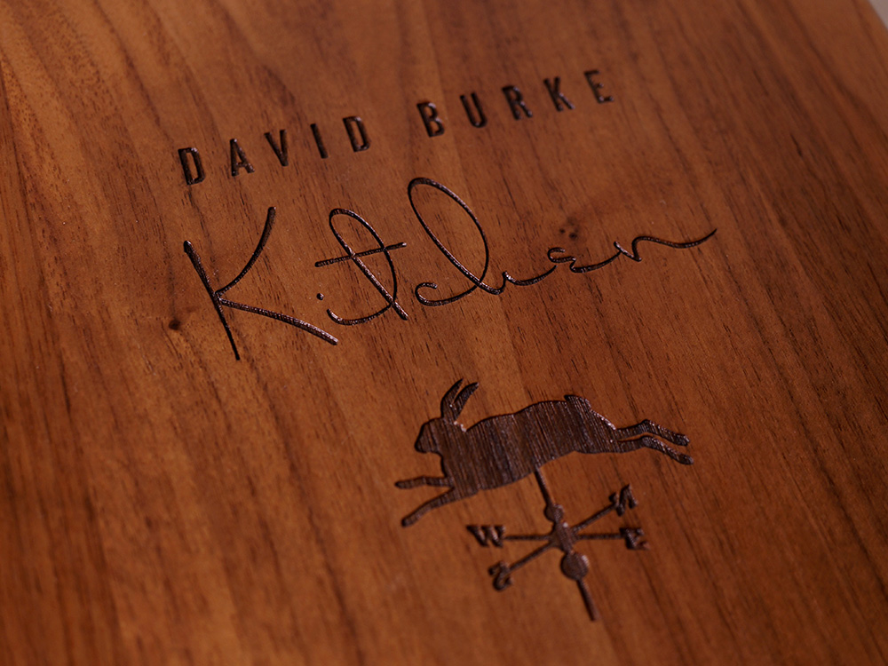David Burke Kitchen Wooden Wine Menu Cover with Laser Etched Logo