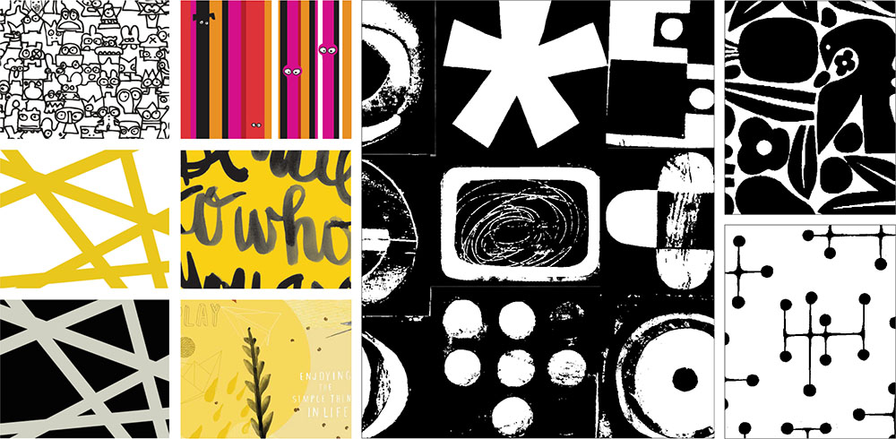 Moodboard for McDonald's activity wall's modernist, cut paper illustration style