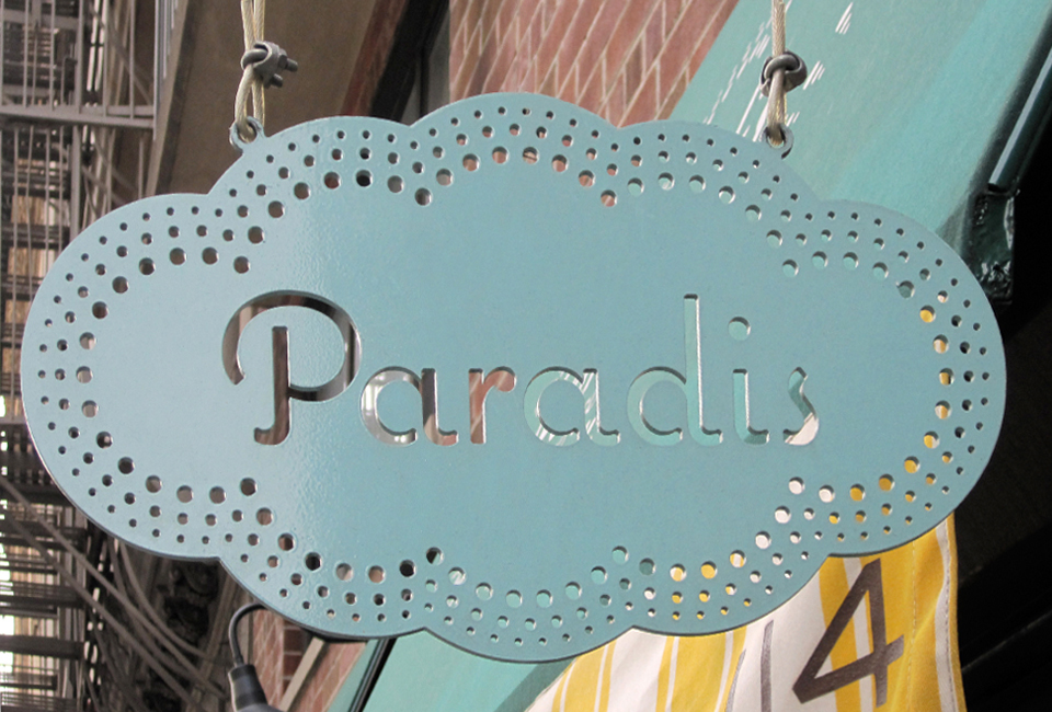Paradis Powdercoated Hanging Signage