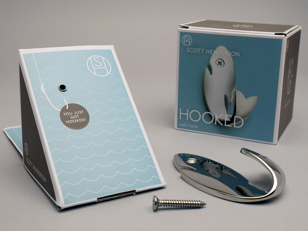 Hooked wall hook packaging components